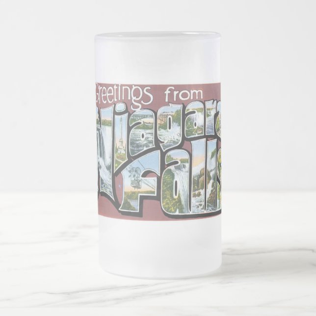 Caneca De Cerveja Vidro Jateado Cumprimentos de Niagara Falls! (Centro)