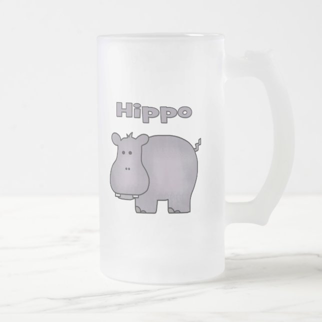Caneca De Cerveja Vidro Jateado Cute Hippo (Direita)