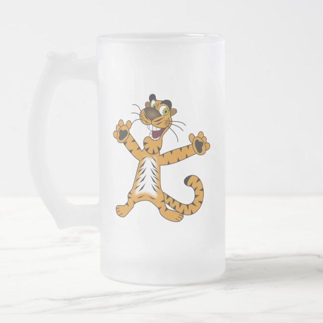 CANECA DE CERVEJA VIDRO JATEADO CUTE REJOICING SPONTADO POR BROWNISH AMARELO TIGER (Esquerda)