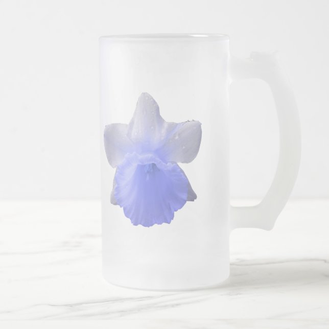 Caneca De Cerveja Vidro Jateado Daffodil Fosco Azul (Direita)