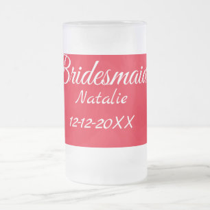 Caneca De Cerveja Vidro Jateado Damas de honra rosa minimalista simples adicionar