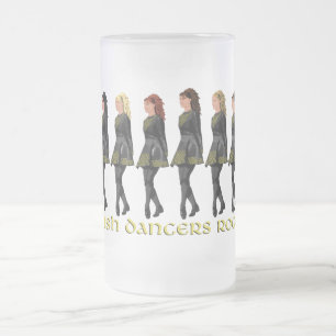 Caneca De Cerveja Vidro Jateado Dançarinos Irlandeses de Step Rock