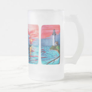 Caneca De Cerveja Vidro Jateado Das sereias do farol