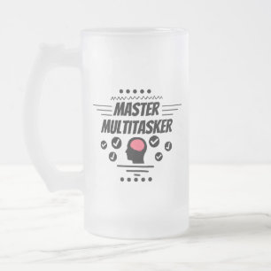 Caneca De Cerveja Vidro Jateado Declaração Divertida de Mestre Multitarefa