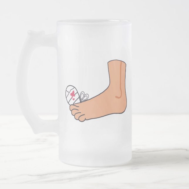 Caneca De Cerveja Vidro Jateado Dedo do pé quebrado Foot-2 (Esquerda)