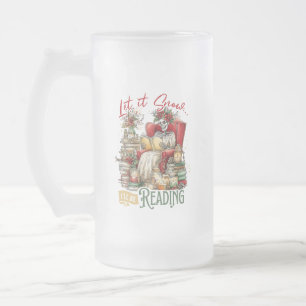 Caneca De Cerveja Vidro Jateado Deixe Nevar Estarei Lendo