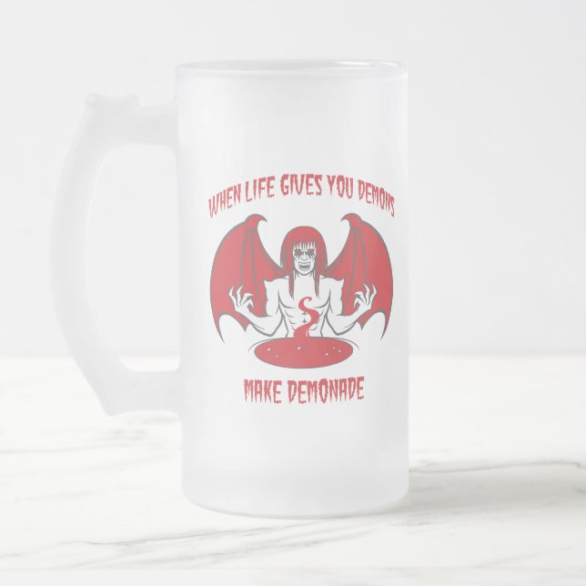 Caneca De Cerveja Vidro Jateado Demonstração Incrível de Demônios (Esquerda)
