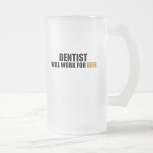 Caneca De Cerveja Vidro Jateado Dentista- Trabalho para a cerveja