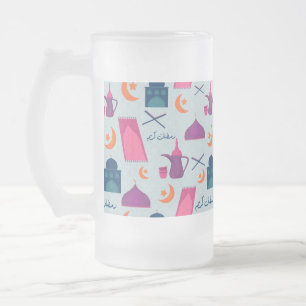 Caneca De Cerveja Vidro Jateado Desenho Islâmico Festivo do Ramadão