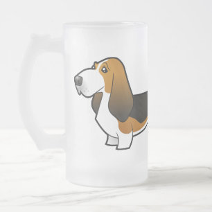 Caneca De Cerveja Vidro Jateado Desenhos animados Basset Hound