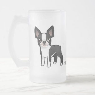 Caneca De Cerveja Vidro Jateado Desenhos animados Boston Terrier