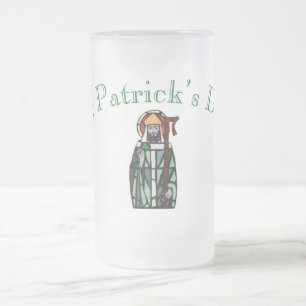 Caneca De Cerveja Vidro Jateado Design de janela de vitral do dia de São Patrício