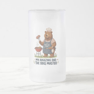 Caneca De Cerveja Vidro Jateado Design do Papai Urso Mestre do Churrasco