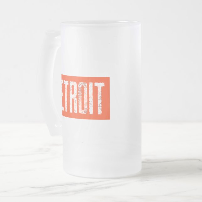 Caneca De Cerveja Vidro Jateado Detroit Fosco Mug (Frente Esquerda)