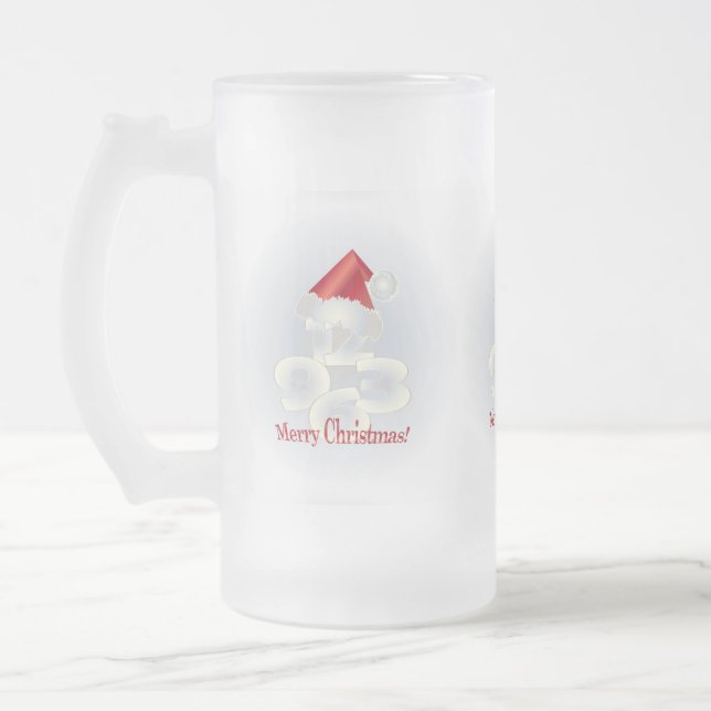 Caneca De Cerveja Vidro Jateado Dia de Natal (Esquerda)