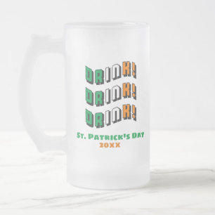 Caneca De Cerveja Vidro Jateado Dia de São Patrício Engraçado Bebendo irlandês