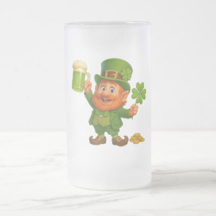 Caneca De Cerveja Vidro Jateado Dia de São Patrício fofo/ caprichoso