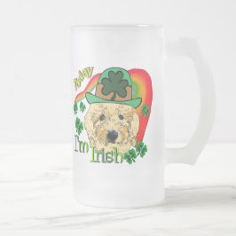 Caneca De Cerveja Vidro Jateado Dia de São Patrício Goldendoodle