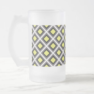 Caneca De Cerveja Vidro Jateado Diamantes cinzentos, pretos, amarelos escuros de
