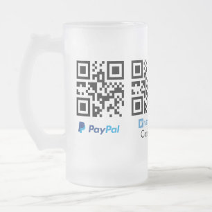 Caneca De Cerveja Vidro Jateado Digitalize para pagar código q r paypal venmo adic