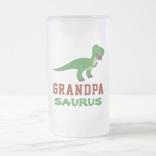Caneca De Cerveja Vidro Jateado Dinossauro T-Rex Dino Avô Abuelo Grandpasauro