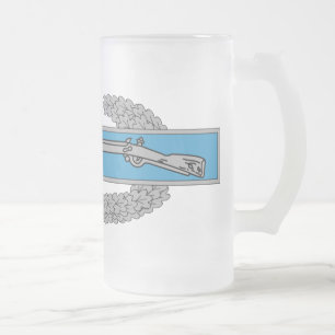 Caneca De Cerveja Vidro Jateado Distintivo de Infantrista de Combate CIB Veterano