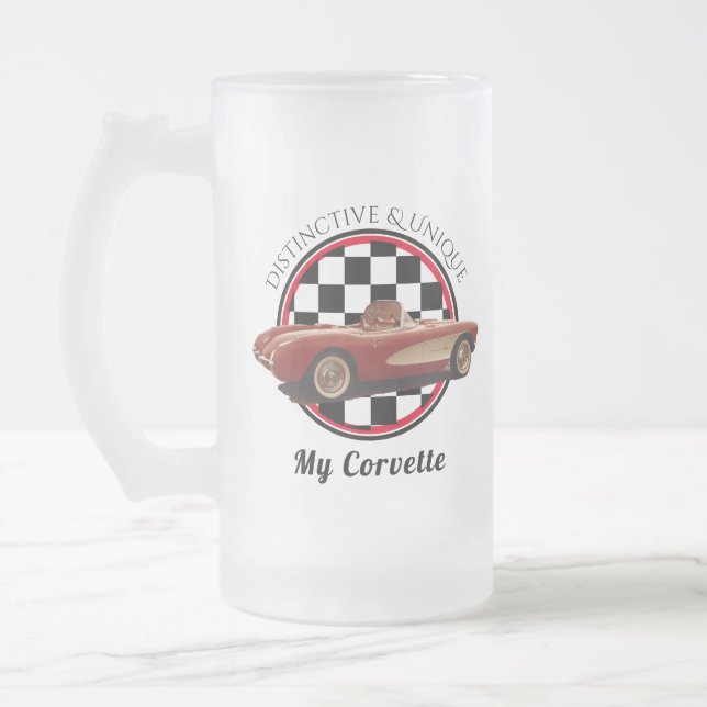 Caneca De Cerveja Vidro Jateado Distinto e exclusivo, Minha Corvette Mug (Esquerda)
