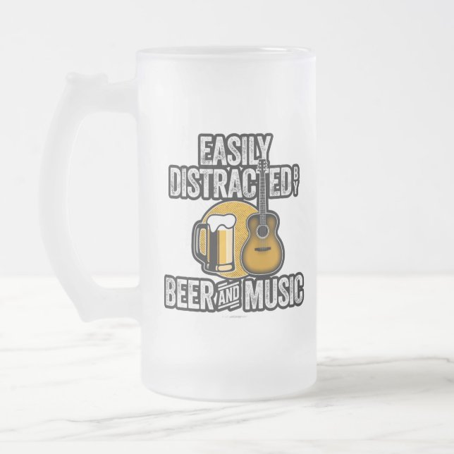 Caneca De Cerveja Vidro Jateado Distração fácil de cerveja e música (Esquerda)