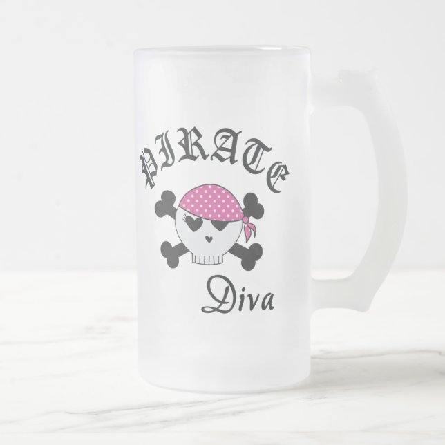 Caneca De Cerveja Vidro Jateado Diva do pirata (Direita)