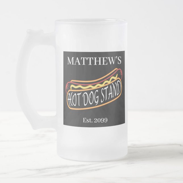 Caneca De Cerveja Vidro Jateado Diversão de Cachorro Quente Bebida Tumblers de Sod (Esquerda)