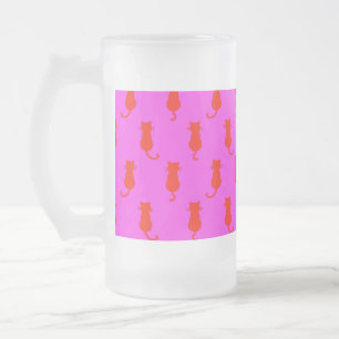 Caneca De Cerveja Vidro Jateado Diversão Felina Para Sempre Gatos Vermelhos Capric
