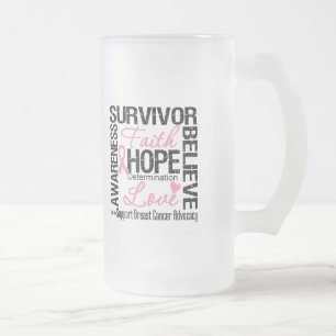 Caneca De Cerveja Vidro Jateado Divisa dos sobreviventes do CANCRO DA MAMA