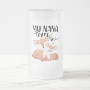 Caneca De Cerveja Vidro Jateado Doe and Fawn Minha Nana me ama