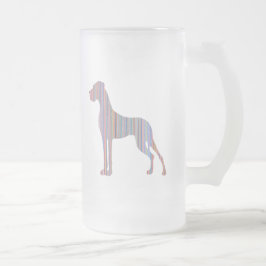 Caneca De Cerveja Vidro Jateado Dogue Alemão em Cores Pastel