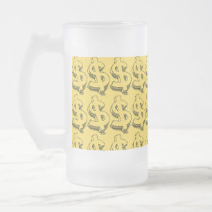 Caneca De Cerveja Vidro Jateado dolar dourado