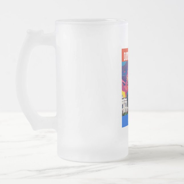 CANECA DE CERVEJA VIDRO JATEADO DONALD TRUMP - 45 & 47 (Esquerda)