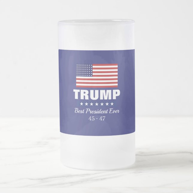 CANECA DE CERVEJA VIDRO JATEADO DONALD TRUMP BEST PRESIDENT EVER  (Centro)