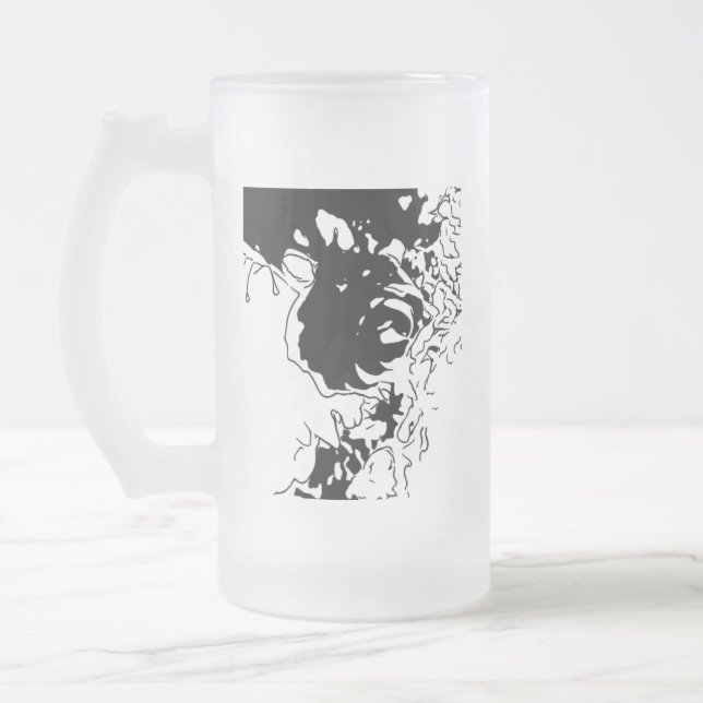 Caneca De Cerveja Vidro Jateado Doodle de Flor (Esquerda)