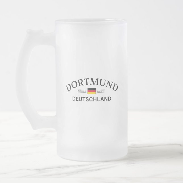 Caneca De Cerveja Vidro Jateado Dortmund Deutschland Coordinates German (Esquerda)
