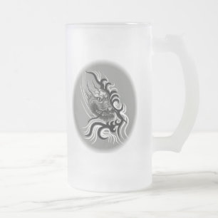 Caneca De Cerveja Vidro Jateado dragão de china em Tattoo Style