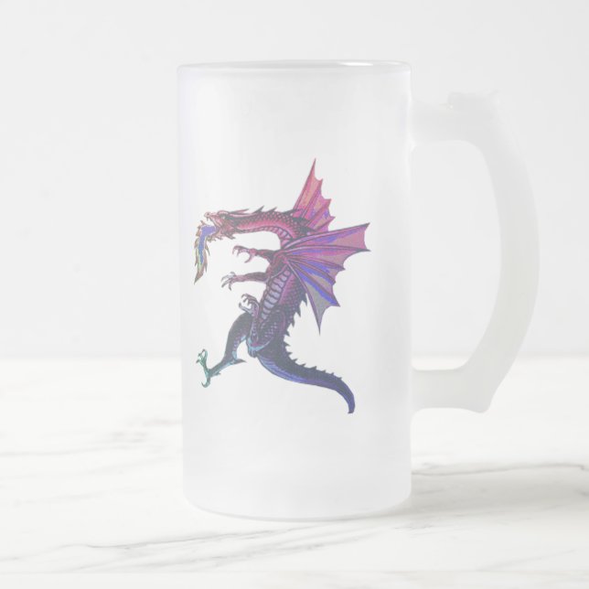 Caneca De Cerveja Vidro Jateado Dragão do arco-íris (Direita)