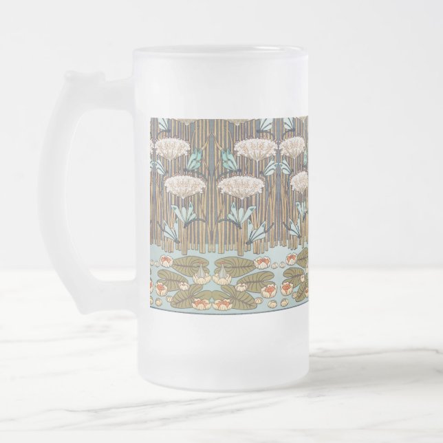 Caneca De Cerveja Vidro Jateado Dragões Água Lírios Marsh Art Nouveau (Esquerda)
