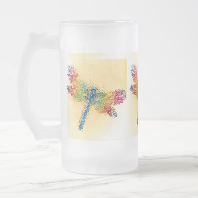 Caneca De Cerveja Vidro Jateado Dragonfly Cristalalizada (amarela) (Esquerda)