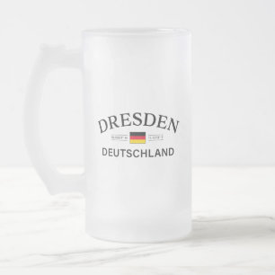 Caneca De Cerveja Vidro Jateado Dresden Deutschland Coordenadas Alemão