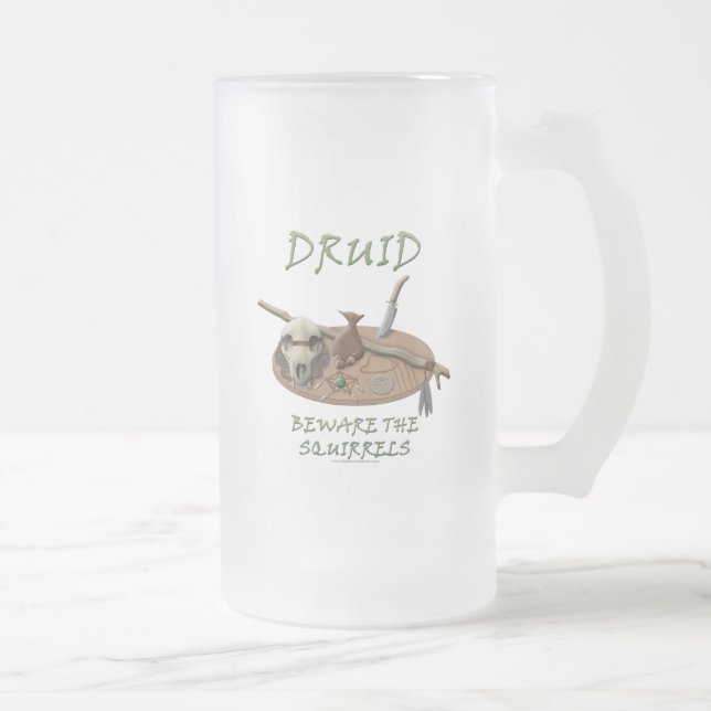 Caneca De Cerveja Vidro Jateado Druid: Beware os esquilos (Direita)