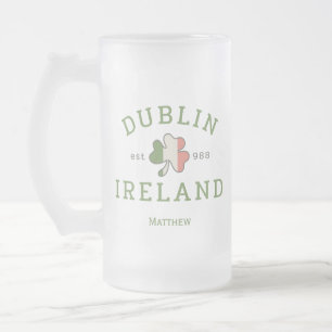 Caneca De Cerveja Vidro Jateado Dublin Ireland Est. rua 988. Dia de Patrick