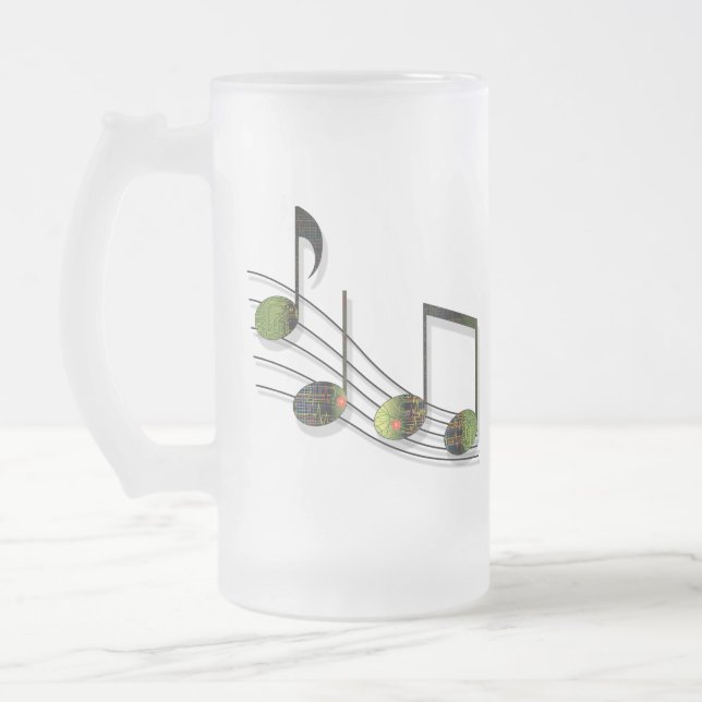 Caneca De Cerveja Vidro Jateado Dubstep Notes Mug (Esquerda)