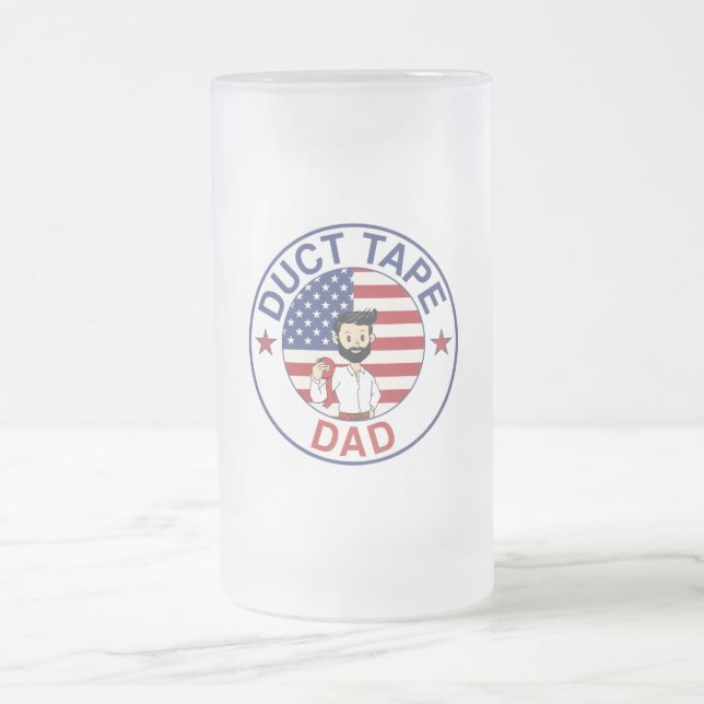 Caneca De Cerveja Vidro Jateado Duct Tape Dad - Beer Frosted Mug  (Centro)