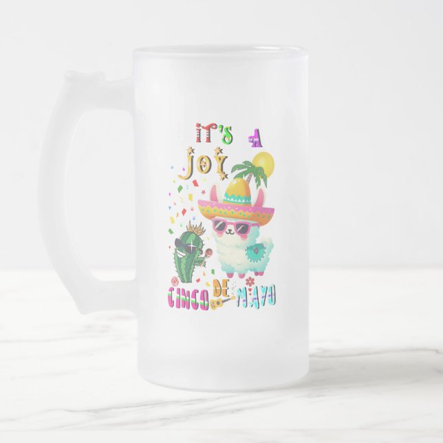 Caneca De Cerveja Vidro Jateado É Uma Alegria Cinco De Mayo (Esquerda)