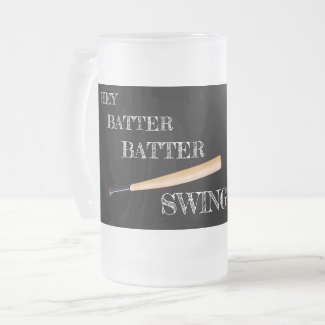 Caneca De Cerveja Vidro Jateado Ei Batter Swing (Frente Esquerda)